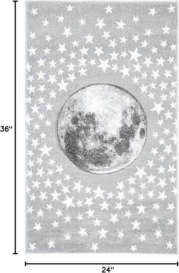 SAFAVIEH Carousel Kids Collection Accent Rug - 2' x 3', Light Grey & White, Non-Shedding & Easy Care, Ideal for High Traffic Areas for Boys & Girls in Playroom, Nursery, Bedroom (CRK135F)