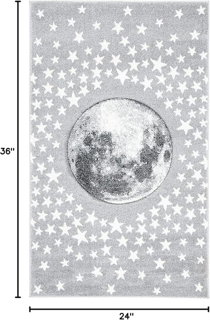 SAFAVIEH Carousel Kids Collection Accent Rug - 2' x 3', Light Grey & White, Non-Shedding & Easy Care, Ideal for High Traffic Areas for Boys & Girls in Playroom, Nursery, Bedroom (CRK135F)