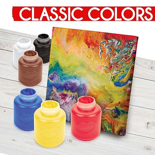 Crayola Acrylic Paint - Assorted Colors (6ct), Kids Paint, Arts & Crafts Supplies for Kids, Great For Art Projects & DIY Crafts