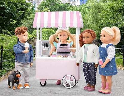 Lori – Mini Doll & Ice Cream Cart – Clothes & Ice Cream Accessories for 6-inch Dolls – Ice Cream Scoops, Cones, Soft Serve, Popsicles – Toys for Kids – 3 Years + – Evelina's Ice Cream Cart
