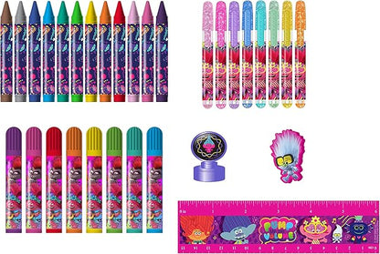 Innovative Designs Trolls World Tour Kids Deluxe Activity Set with Carrying Tin, Coloring Sheets, Tattoos, Stickers, & Art Supplies