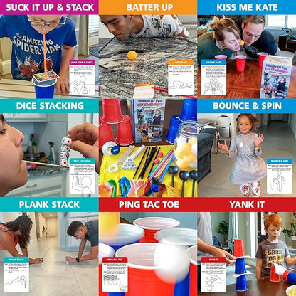 Funwares Minute of Fun Game - Minute to Win It Games for Kids, Adults, Teens, Families, Game Night, Gift for Home, Birthdays, or Travel. 2-12 Players! Original Edition, 237 Challenges