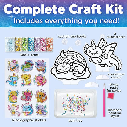 Creativity for Kids Big Gem Diamond Painting Kit: Axolotl Stickers & Suncatcher Kit - Diamond Painting Kits for Kids, Boys and Girls Art & Craft Kit Age 6-8+, Axolotl Toys and Christmas Gifts for Kids