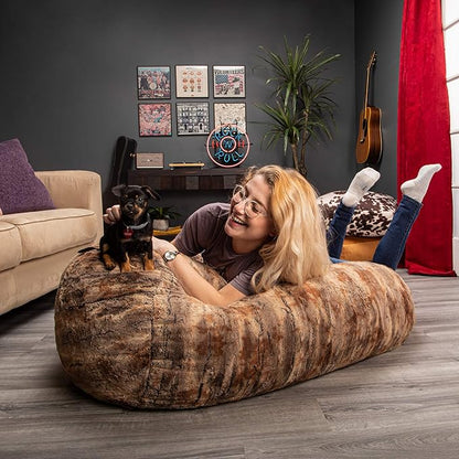 Jaxx Sofa Saxx Bean Bag Lounger, 4-Feet, Luxe Fur-Red Fox