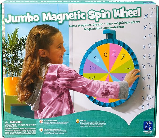 Educational Insights Jumbo Magnetic Spin Wheel - Magnetic Spinner for Classroom Games, Teacher and Classroom Supplies