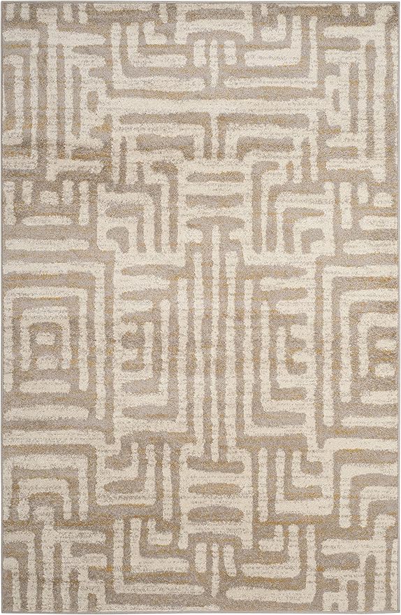 SAFAVIEH Amsterdam Collection Area Rug - 5'1" x 7'6", Ivory & Mauve, Modern Abstract Design, Non-Shedding & Easy Care, Ideal for High Traffic Areas in Living Room, Bedroom (AMS106A)