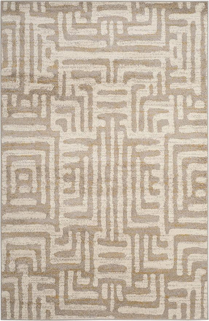 SAFAVIEH Amsterdam Collection Area Rug - 5'1" x 7'6", Ivory & Mauve, Modern Abstract Design, Non-Shedding & Easy Care, Ideal for High Traffic Areas in Living Room, Bedroom (AMS106A)