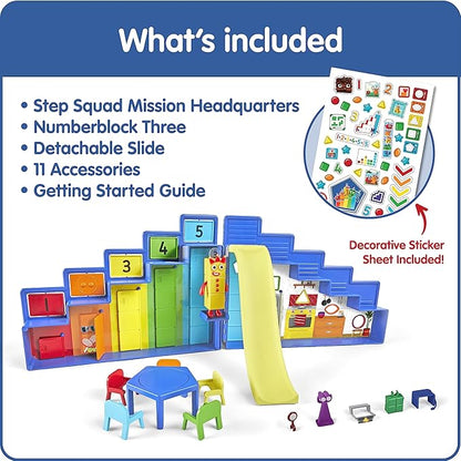 hand2mind Numberblocks Step Squad Mission Headquarters, Play Figure Playsets, Toddler Play House Toys, Action Figure Playset, Number Toys, Toy Figures, Math Toys for Kids 3-5, Birthday Gifts for Kids