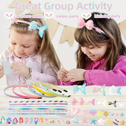 Girls Toy Mermaid Headband Craft for 4-8, Kids DIY Toy Hair Accessories Chrismas Crafts Gifts Set for 4 5 6 7 8 9 10 Years Old Girl Art Craft Sets, Birthday Gift Christmas Stock Stuff for Girls