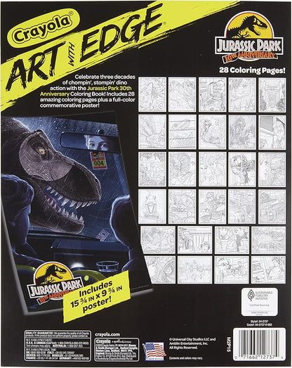 Crayola Art with Edge Jurassic Park Coloring Pages (28pgs), Adult Coloring, Jurassic Park Merchandise, Gift for Teens