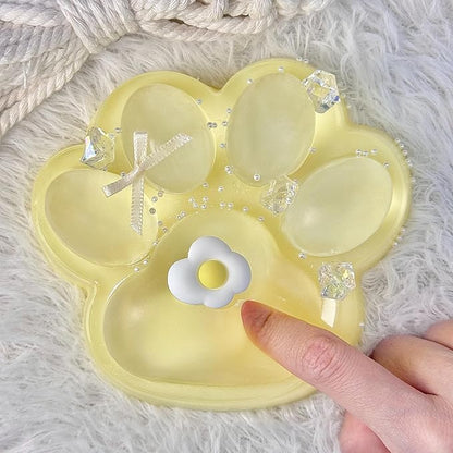 Big Taba Squishy Cat Paw, 5 in Large Paw Squeeze Toy for Stress Relief and Relax, Sticky Squishies Fidget Toys for Party Favors Novelty Things Birthday Gift (Yellow)