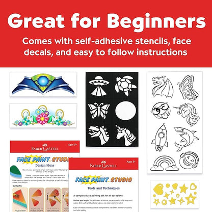 Faber-Castell Face Paint Studio Kit - Face Painting Kit for Kids - Non-Toxic Face Paint for Halloween, Kids Party, Carnival, Rainy Day Activities