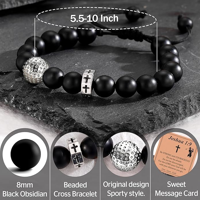 Baseball/Basketball/Football/Soccer Bracelet for Boys Cross Beaded Bracelet Gifts for Son Grandson Players Team Fan Friends,First Communion Christian Graduation Gifts for Teens Boys