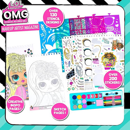 Horizon Group USA LOL OMG Make-Up Artist Magazine DIY Craft Kit, Design with Crayons, Stickers & More.Create Fashionable Looks Using Over 130 Stencil Designs & 200 Stickers