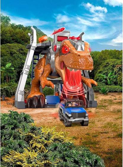 Fisher-Price Imaginext Jurassic World Dinosaur Toy, T. rex with Lights & Owen Grady Figure, Preschool Kids Ages 3+ Years (Amazon Exclusive)