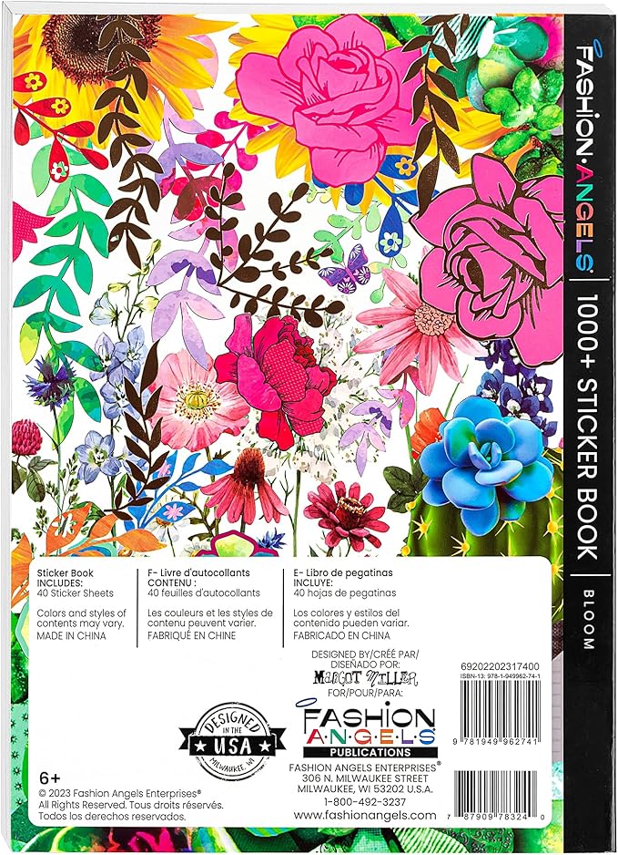 Fashion Angels 1,000+ Bloom Sticker Book, Includes Fun & Colorful Craft Flower Stickers, Ideal for Accessorizing Kids & Adults Notebooks, Scrapbooks & More