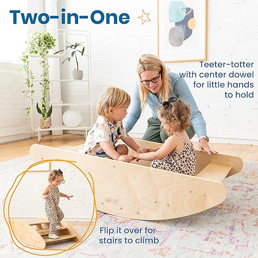 ECR4Kids Rocking Boat and Steps, Play Center, Natural