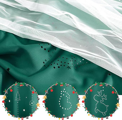 NICETOWN Double Layer Curtains - Hunter Green Curtains 84 inches Long with Sheer Overlay Nursery Panels for Bedroom/Living/Dining Room, Baby Kids, 52 W by 84 L, 2 Pieces