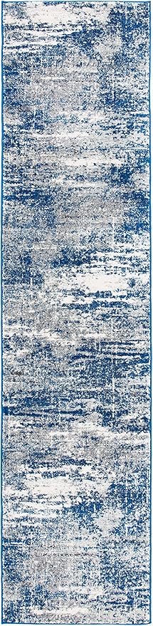 SAFAVIEH Evoke Collection 2'2" x 9' Dark Blue/Grey EVK272L Modern Abstract Non-Shedding Living Room Dining Entryway Foyer Hallway Runner Rug