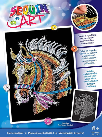Sequin Art Blue Horse, Sparkling Arts and Crafts Kit; Creative Crafts for Adults and Kids