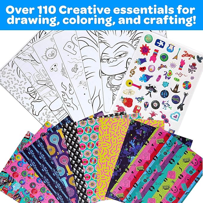Crayola Trolls World Tour Inspiration Art Case, Over 110 Pieces, Art Set, Gifts for Kids, Age 5, 6, 7, 8