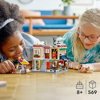 LEGO Creator 3 in 1 Downtown Noodle Shop House, Transforms from Noodle Shop to Bike Shop to Arcade, Modular Building Set, Toy Gift for Kids 8 Years and Up, 31131
