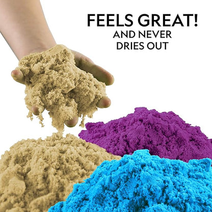 National Geographic 6 Lb. Moon Sand Combo Pack - 2 Lbs. Each of Blue, Purple and Natural Play Sand with Castle Molds - A Fun No Mess Sensory Activity, Kids Fake Sand Play Set (Amazon Exclusive)
