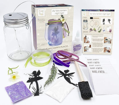 Hapinest DIY Fairy Lantern Night Light Kit, Fairy Lantern Craft Kit, Fairy Jar Glitter & Color-Changing Lights, Fairy Craft Arts Fairy Gifts for Girls, Fairy Toys for Girls Age 6-8 8-12 Years Old & Up