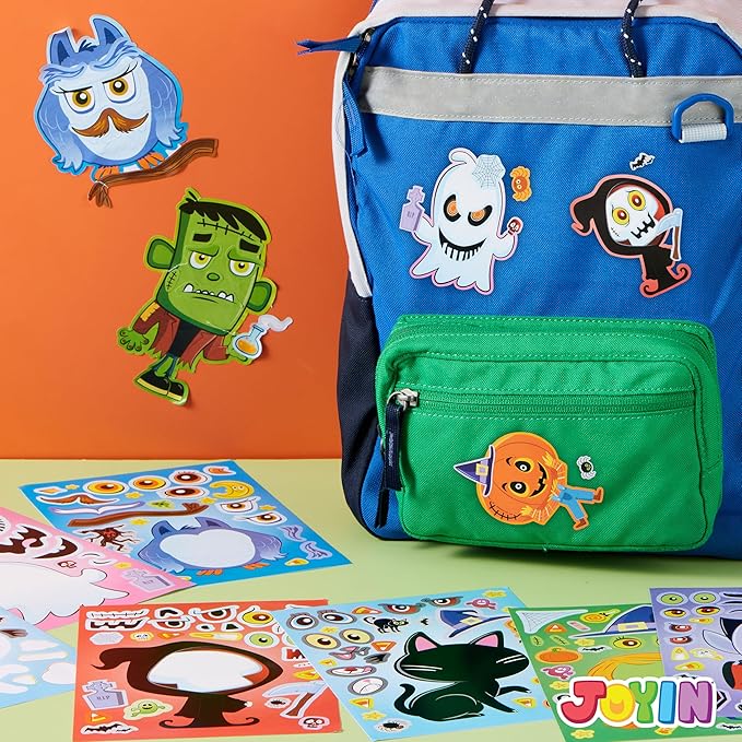 JOYIN 36 Pcs Halloween Make a Face Stickers for Kids, Halloween Crafts Party Supplies, Halloween Party Favor, Funny Stickers with 9 Designs, Halloween Games Classroom Art Activities Goodies Treats