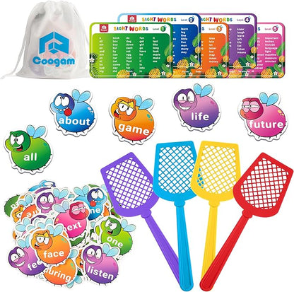 Coogam Sight Words Learning Game, Dolch Word Literacy Flash Cards Reading Phonic Toy with 400 Fry Sight Words List, Educational Montessori Toy Game for 3 4 5 Year Old Kids