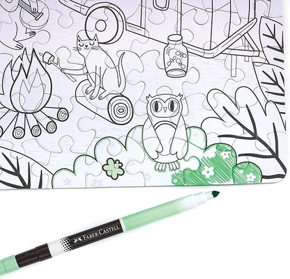 Faber-Castell Color by Number Puzzle, Camping - 100 Pieces, DIY Coloring Puzzle Set for Kids Ages 6+, Small