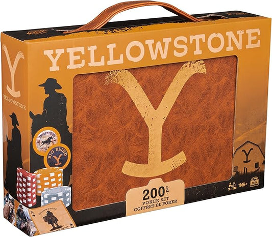 Spin Master Games, Yellowstone, 200-Piece Poker Set with Custom Carrying Case, Dealer & Betting Poker Chips Card Deck, Yellowstone Merchandise, for Adults 16 and up