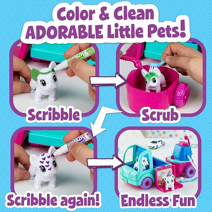 Crayola Scribble Scrubbie Pets Grooming Truck (10 Pcs), Toy Pet Playset, Kids Pet Care Toy, Gift for Girls & Boys, Ages 3+