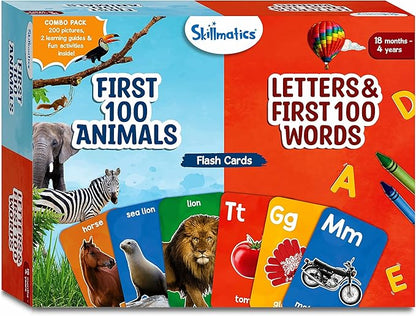 Skillmatics Thick Flash Cards Combo for Toddlers - Montessori Toys & Educational Games, Preschool Learning Activities, Gifts for Kids Ages 1, 2, 3, 4 Years