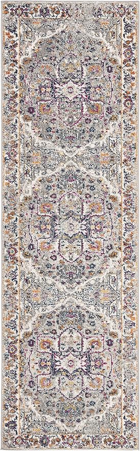 SAFAVIEH Evoke Collection 2'2" x 7' Grey/Grey EVK275H Oriental Medallion Distressed Non-Shedding Living Room Entryway Foyer Hallway Bedroom Runner Rug