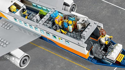 LEGO City Passenger Airplane 60262, with Radar Tower, Airport Truck with a Car Elevator, Red Convertible, 4 Passenger and 4 Airport Staff Minifigures, Plus a Baby Figure (669 Pieces)