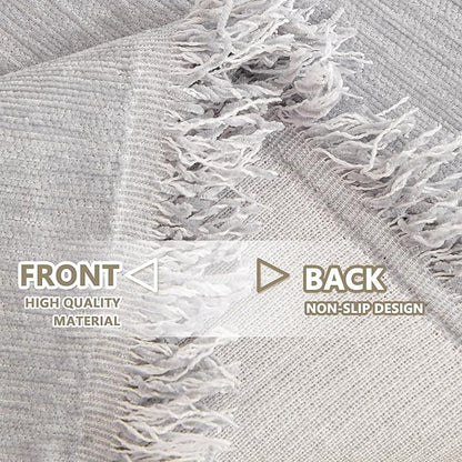 MYSKY HOME Couch Cover for Pets Light Grey Couch Covers for 2 Cushion Couch Sofa Simple Tassel Sofa Covers for Loveseat L Shaped Chenille Couch Cushion Covers for Dogs Kids Easy Install,91" X118"