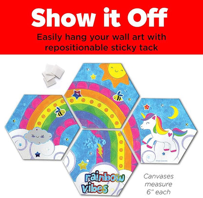 Faber-Castell Rainbow Vibes Wall Art Craft Kit - Paint and Decorate Your Own Unicorn Canvas Art, Unicorn Painting Kit for Kids, Arts and Crafts for Ages 6-8+, Purple