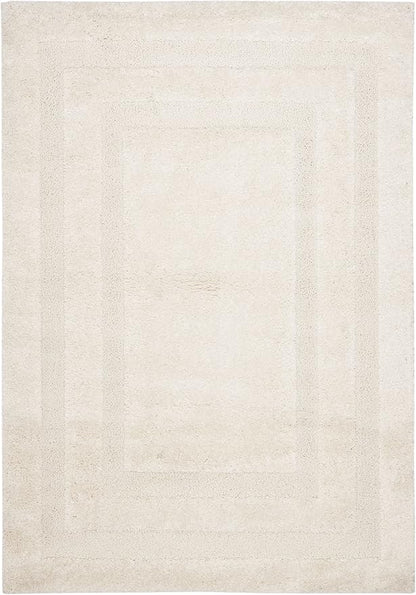 SAFAVIEH Florida Shag Collection Area Rug - 5'3" x 7'6", Creme & Creme, Border Design, Non-Shedding & Easy Care, 1.2-inch Thick Ideal for High Traffic Areas in Living Room, Bedroom (SG454-1111)