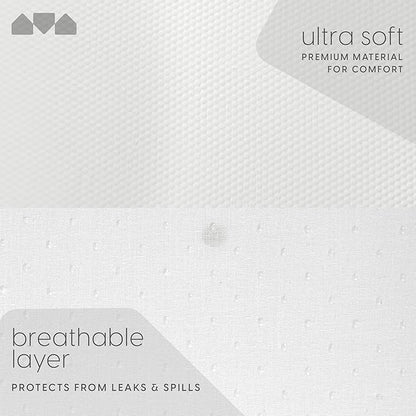 Milliard 2-Inch Ventilated Memory Foam Crib and Toddler Bed Mattress Topper with Removable Waterproof 65-Percent Cotton Non-Slip Cover - 52" x 27" x 2" White