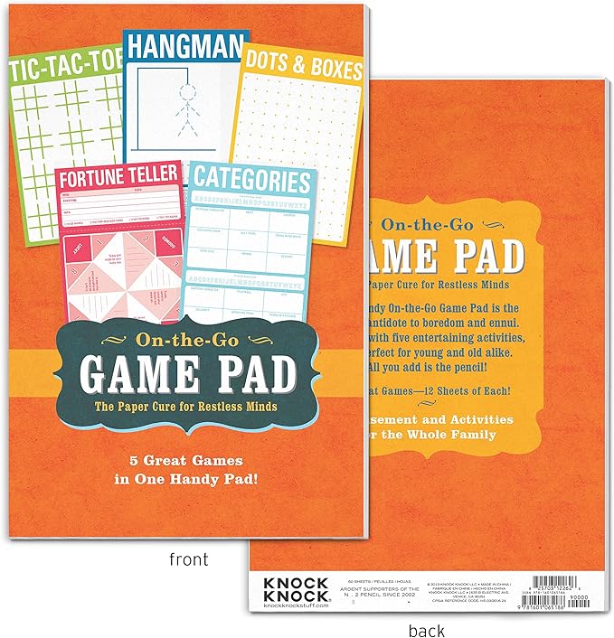 Knock Knock On-The-Go Game Pad 1, Travel Activity Pad for Kids, 6 x 9-inches