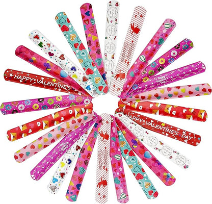 Valentine Slap Bracelets for Kids Valentines Day Slap Bracelets Bulk for Boys and Girls Holiday Slap Bracelet Party Favors Supplies Classroom Prizes Exchanging Gifts (24)