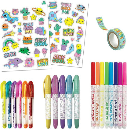 Hinkler Kaleidoscope: Coloring Kawaii Ultimate Kit - Kids Cute Carry Case Kit Includes Scented Markers, Stationery & Stickers, Color in The Case, Ages 6+