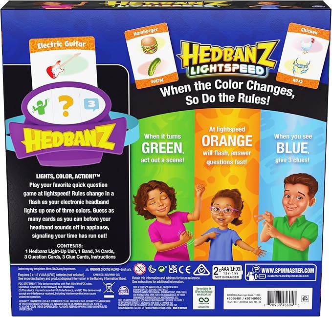 Hedbanz Lightspeed Game with Lights & Sounds Family Games Games for Family Game Night Kids Games Card Games for Families & Kids Ages 6 and up