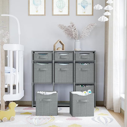 Cube Storage Organizer with Storage Bins Included - The Perfect Closet Organizers and Storage Solution. Includes 9 Storage Cubes, Great For Toy Storage, Closet Storage, Clothes Storage (Grey)