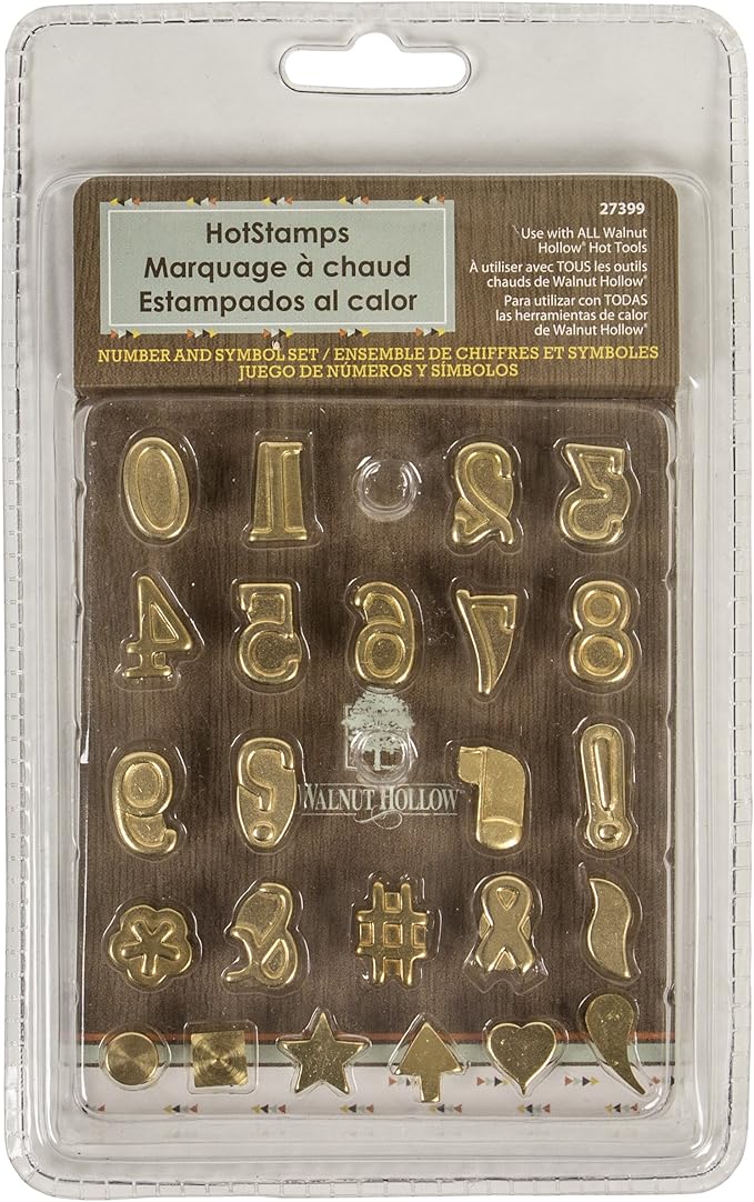 Walnut Hollow Hotstamps Number and Symbol 24 Piece Set for Branding and Personalization on Wood and Leather