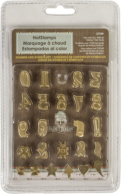 Walnut Hollow Hotstamps Number and Symbol 24 Piece Set for Branding and Personalization on Wood and Leather