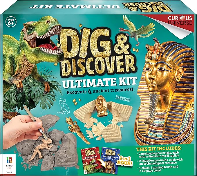 Hinkler Dig & Discover Ultimate Kit - DIY Science and Geology for Kids - Uncover Treasure and Fossils - Ancient History for Kids - STEM Skills for Kids Aged 8 to 14 - Archaeology Basics