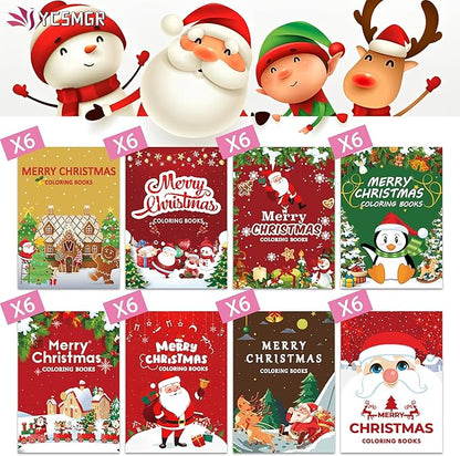 48 Pack Christmas Coloring Books for Kids Girls Boys, Xmas Holiday Party Favors Gifts Bulk Coloring Books, Xmas Stockings Goodie Bags Stuffer Filler Fun Holiday Party Supplies