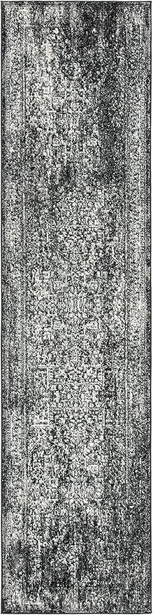 SAFAVIEH Evoke Collection 2'2" x 9' Black / Grey EVK256R Oriental Distressed Non-Shedding Living Room Entryway Foyer Hallway Bedroom Runner Rug